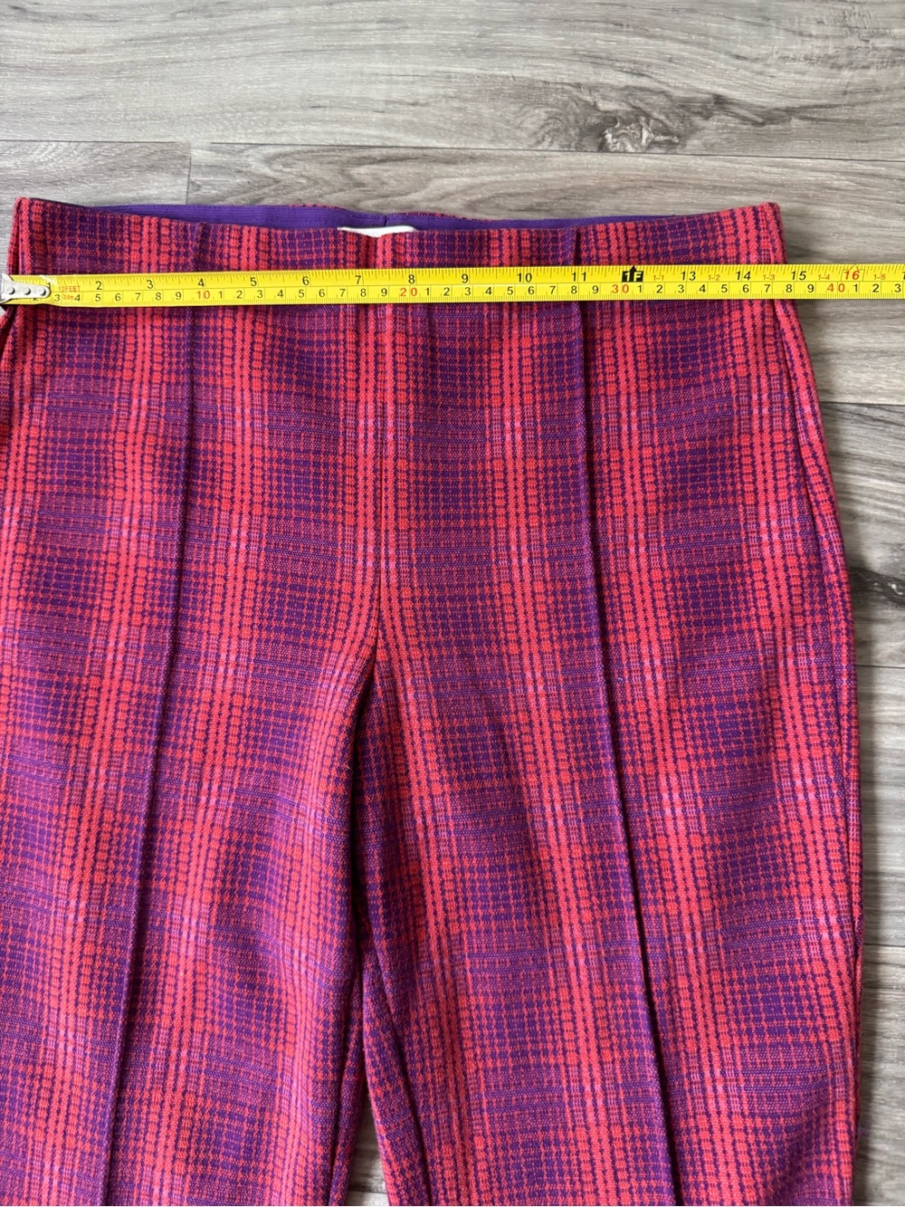 Maeve by Anthropologie Margot Kick-Flare Pants in Red and Purple Plaid Sz Small - Picture 6 of 10